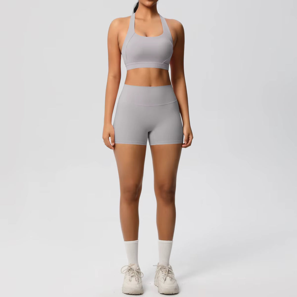 2 Pieces Set Breathable Active Wears Quick Dry Shorts Yoga Set for Women