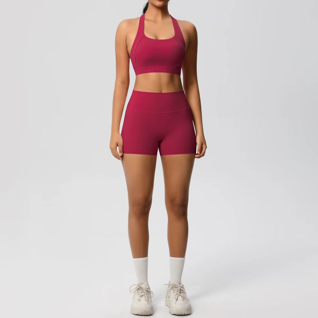 2 Pieces Set Breathable Active Wears Quick Dry Shorts Yoga Set for Women