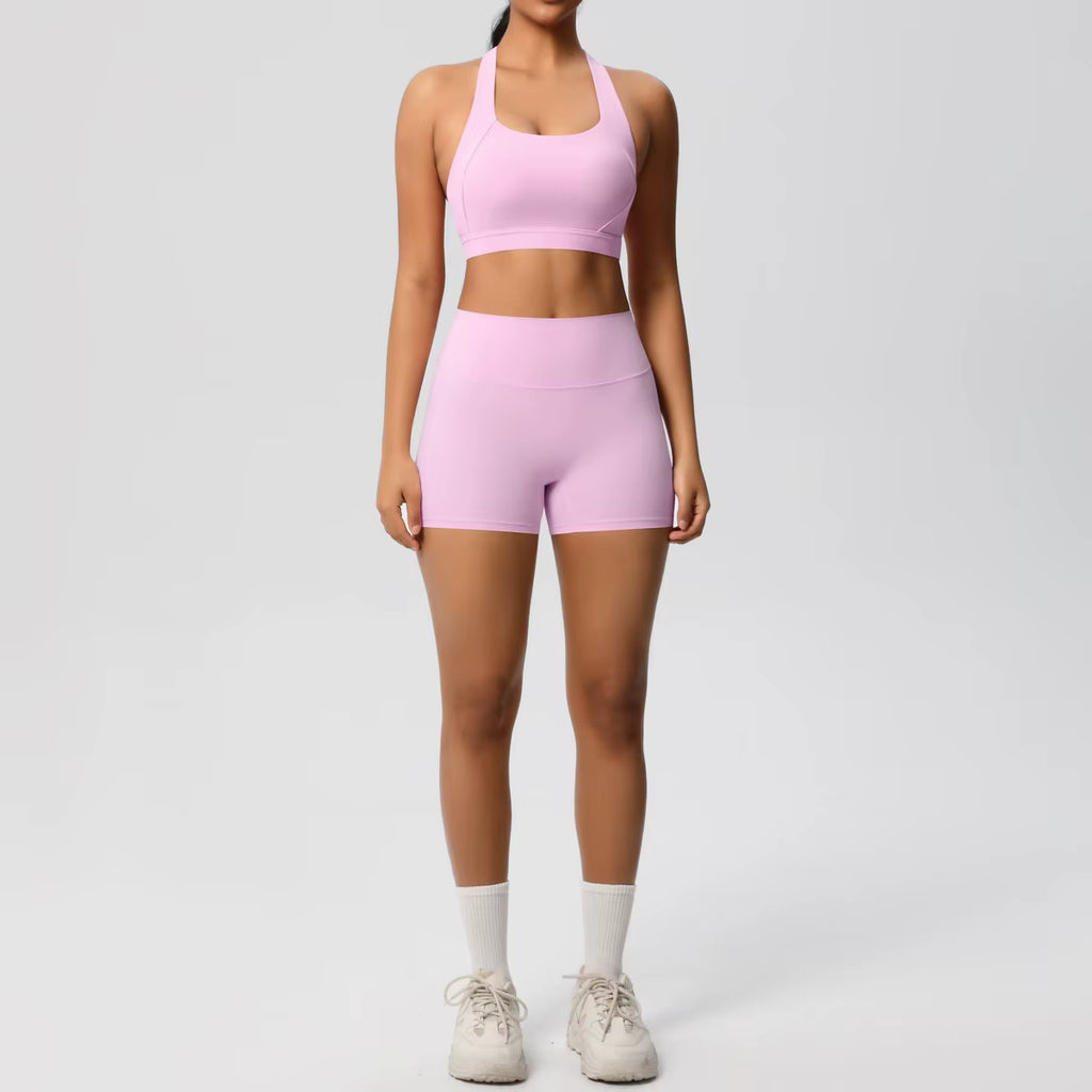 2 Pieces Set Breathable Active Wears Quick Dry Shorts Yoga Set for Women