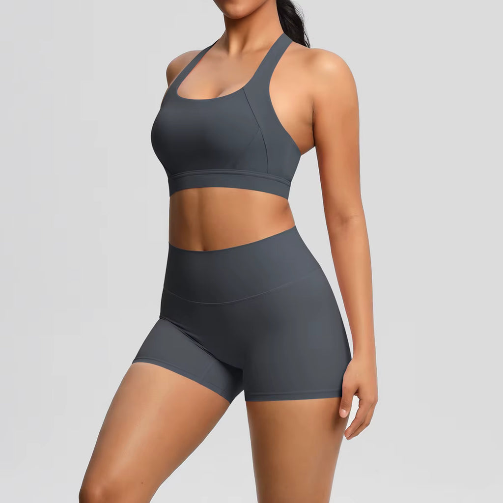 2 Pieces Set Breathable Active Wears Quick Dry Shorts Yoga Set for Women